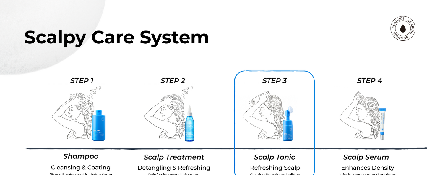 Seapuri Scalpy Bubble Tonic for Dry &amp; Itchy Scalp Treatment | Hair Growth &amp; Thickening | for both Men &amp; Women | Combats Hair Loss &amp; Thinning | Salicylic Acid, Menthol, Dexpanthenol
